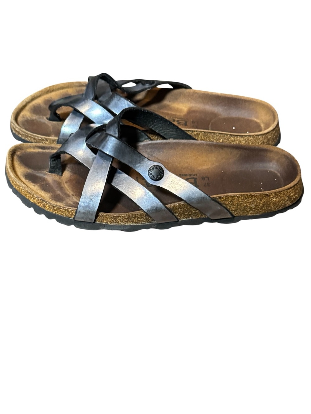 Birkenstock Betula Women's Metallic Silver Strappy Cork Sandals Size 37